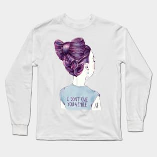 i don't owe you a smile NO BACKGROUND Long Sleeve T-Shirt